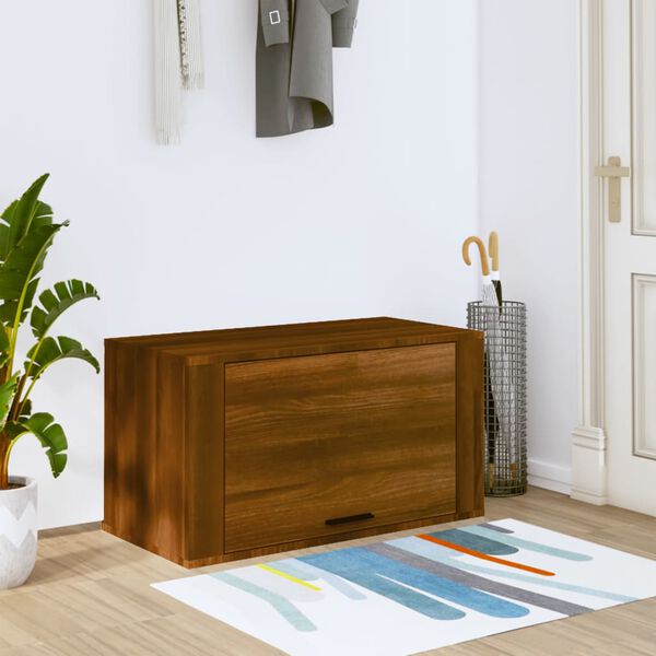 vidaXL Wall-mounted Shoe Cabinet Brown Oak Engineered wood Medium