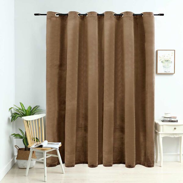 vidaXL Blackout Curtain with Metal Rings Velvet Beige 114.2x96.5"