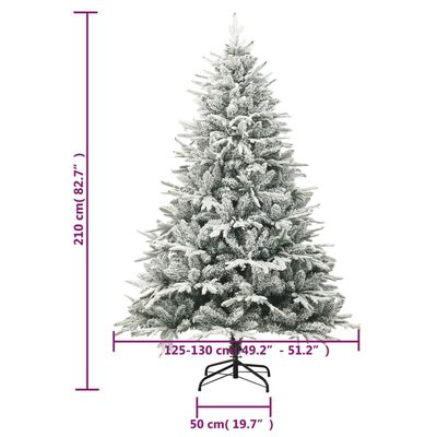 vidaXL Artificial Christmas Tree with Flocked Snow Green 82.7" PVC&PE