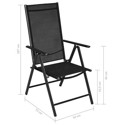 vidaXL Folding Patio Chairs 2 pcs Aluminum and Textilene Black