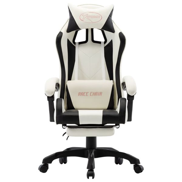 vidaXL Racing Chair Black and White Faux leather (PVC, polyester, cotton)