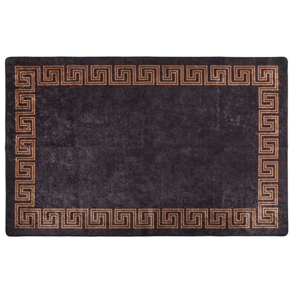 vidaXL Rug Black and Gold 100% Polyester, PVC backing 31.5 x 59.1 in Rug