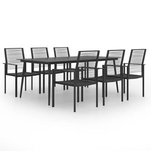 vidaXL Dining Set Black Powder-Coated Steel Large Durable Dining Set