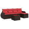 vidaXL 6 Piece Patio Sofa Set with Cushions Brown Poly Rattan
