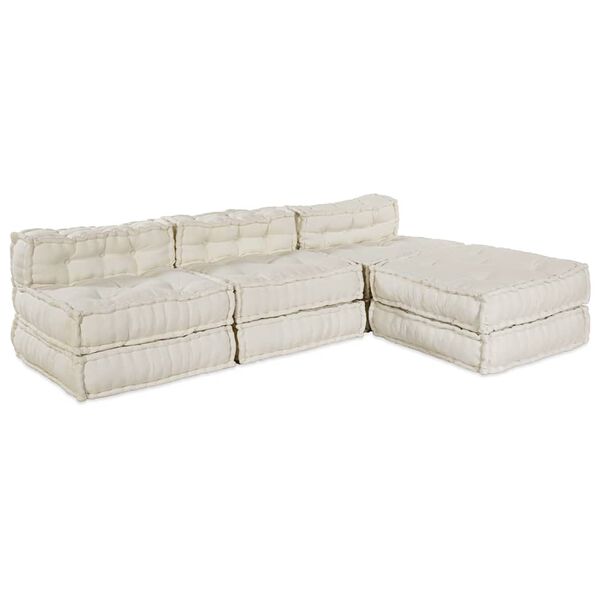 vidaXL Modular Sofa 4 pcs Cream Fabric