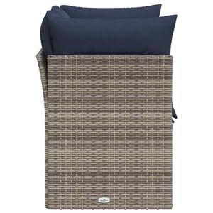 vidaXL Garden Sofa with Cushion 8 pcs Grey and navy Poly rattan