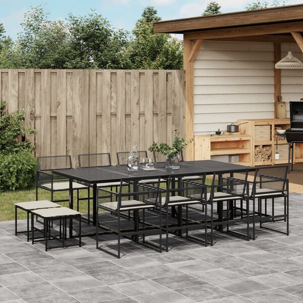 vidaXL Garden Dining Set Black, Cream White