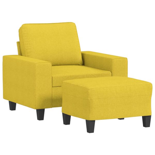 vidaXL Sofa Chair With Footstool Light Yellow Fabric, Plywood, Metal, Foam