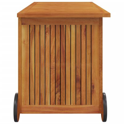vidaXL Patio Storage Box with Wheels 44.5"x19.7"x22.8" Solid Wood Acacia