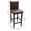 vidaXL Bar Stool Set of 4 Dark Brown Cotton 5%, Polyester 20%, PVC 75%