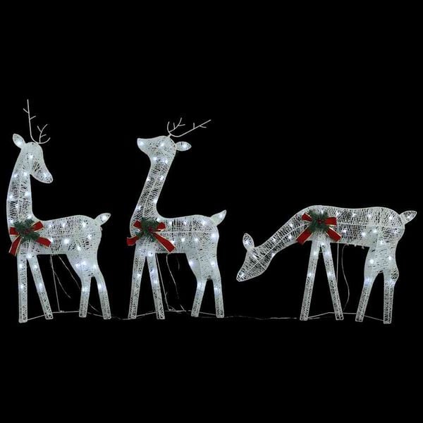 vidaXL Christmas Reindeer Family 106.3"x2.8"x35.4" White Cold White Mesh