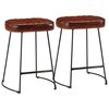 vidaXL Bar Stool Set of 2 Dark Brown Powder-Coated Iron Medium Durable