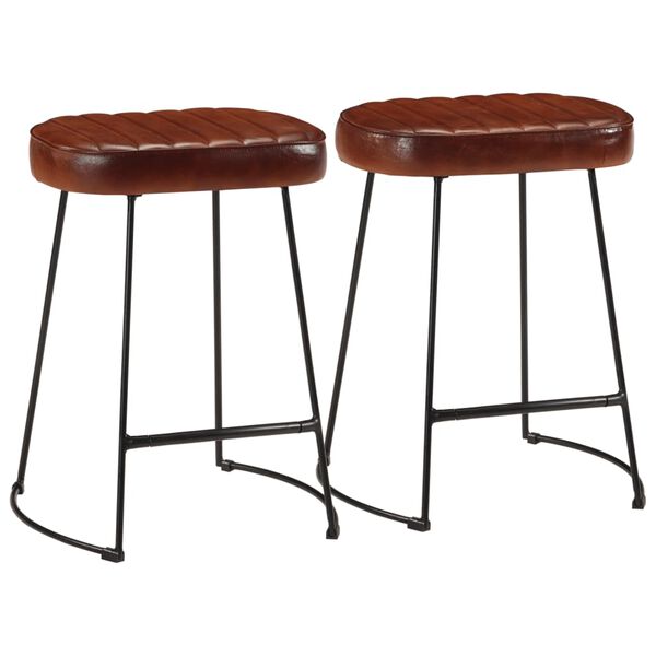 vidaXL Bar Stool Set of 2 Dark Brown Powder-Coated Iron Medium Durable