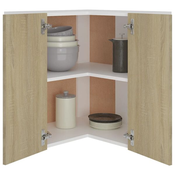 vidaXL Hanging Corner Cabinet Sonoma oak Engineered wood Corner Size