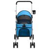 vidaXL Dog Stroller Blue 300D oxford fabric, steel Medium Foldable