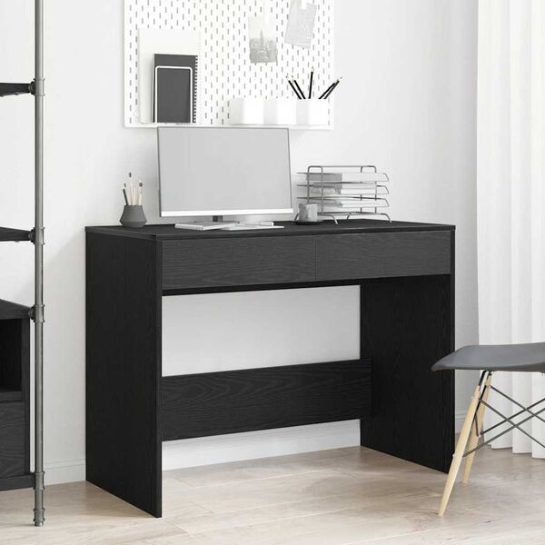 vidaXL Desk Black oak Engineered wood Standard Computer Desk