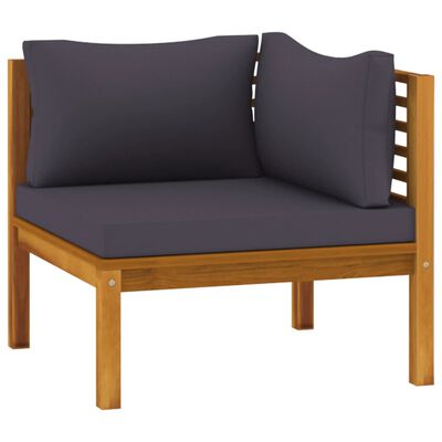 vidaXL Corner Sofas 2 pcs with Dark Gray Cushions Solid Acacia Wood