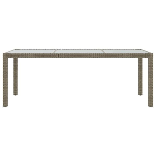 vidaXL Garden Table Grey Poly rattan, powder-coated steel, tempered glass