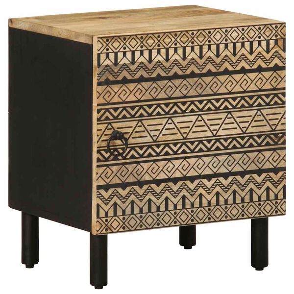 vidaXL Bedside Cabinet Set of 2 Black Solid rough mango wood, iron Small