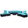 vidaXL Patio Lounge Set Set of 9 Black, Blue