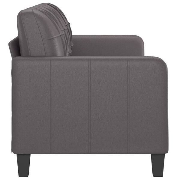 vidaXL 3-seater Sofa Grey Faux leather, metal, textilene Three-Seater