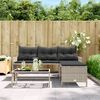 vidaXL Garden Sofa Light Grey PE rattan, powder-coated steel, tempered glass