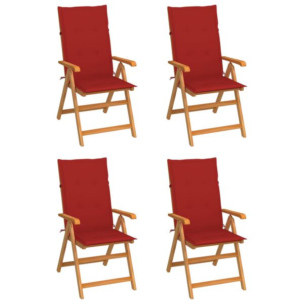 vidaXL Garden Chair Set of 4 Teak Wood Smooth Sanded Teak Hardwood