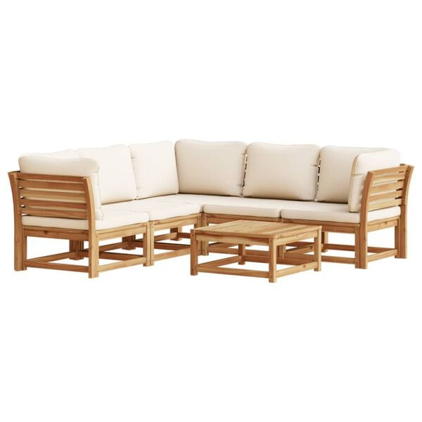 vidaXL Garden Lounge Set Cream, Brown Solid Acacia Wood, Polyester Medium