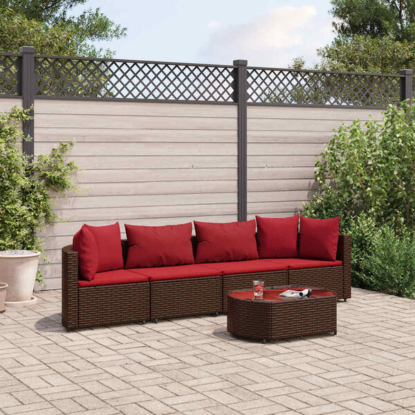 vidaXL Patio Sofa Set Set of 4 Brown PE rattan Compact Modular