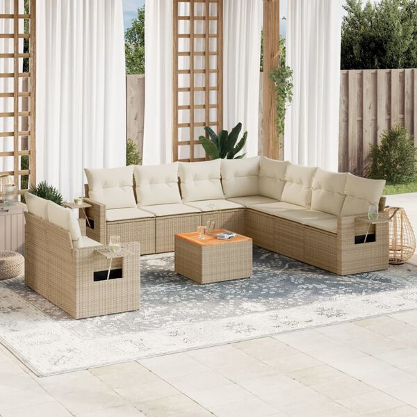 vidaXL Garden Sofa Set Beige PE Rattan Large Modular Garden Sofa Set