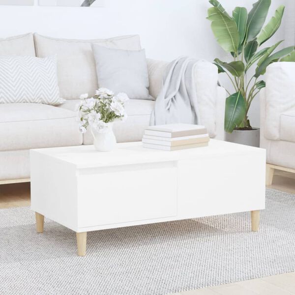 vidaXL Coffee Table White Engineered wood, solid eucalyptus wood Small