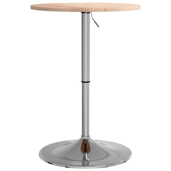 vidaXL Bar Table Medium brown, Chrome Solid oak wood, Chromed steel