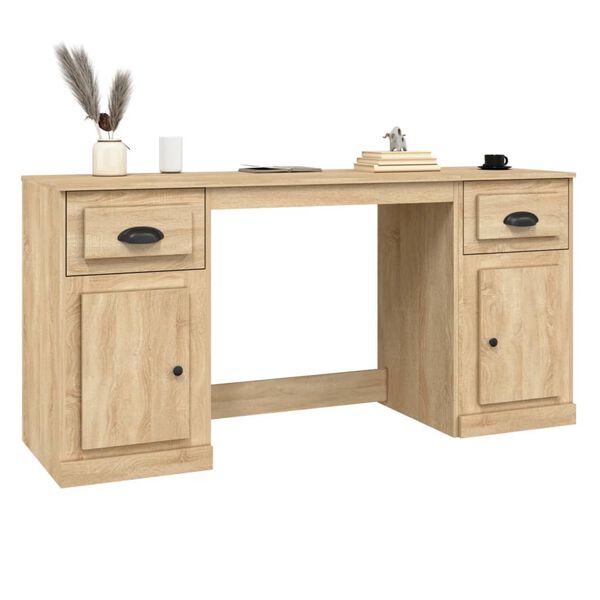 vidaXL Desk With Cabinet Sonoma Oak Engineered wood Standard