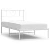 vidaXL Bed Frame White Powder-Coated Steel Single Bed Frame