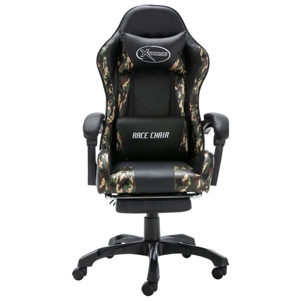 vidaXL Racing Chair Black and Camouflage Faux Leather