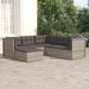 vidaXL Garden Lounge Set Grey PE Rattan, Powder-Coated Steel 6 Piece Set