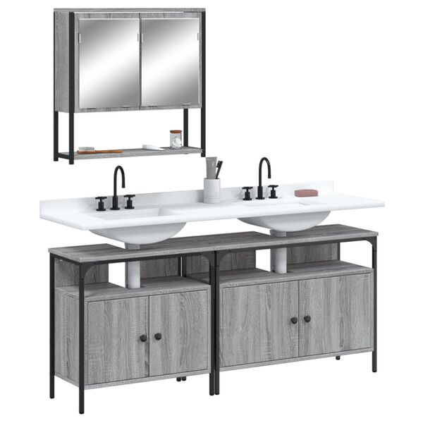 vidaXL Bathroom Furniture Set Grey sonoma