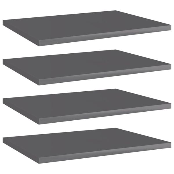 vidaXL Shelf Set of 4 High gloss grey Engineered Wood Small Simple