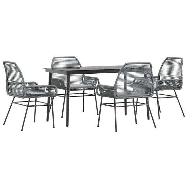 vidaXL Garden Dining Set Grey PE rattan 5 Piece Set