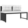 vidaXL Sofa Set Black PE Rattan, Glass, Powder-Coated Steel, Polyester