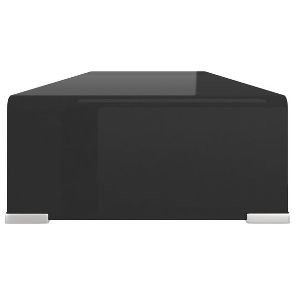 vidaXL TV Stand Black Tempered Glass, Plastic Medium Glass surface