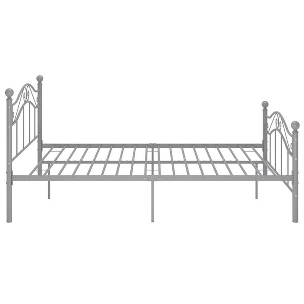 vidaXL Bed Frame Grey Powder-coated metal Double Bed Frame Rectangular