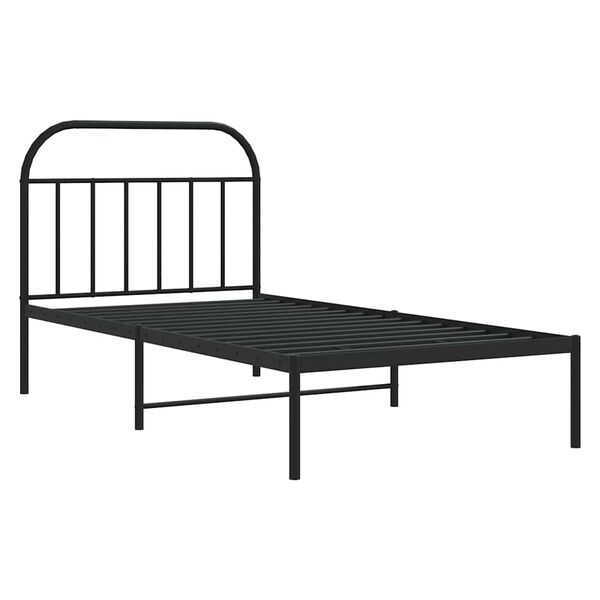 vidaXL Bed Frame Black Powder-Coated Steel Single Single Bed Frame