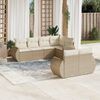 vidaXL Garden Sofa Set Beige Poly Rattan Large Modular Garden Sofa Set