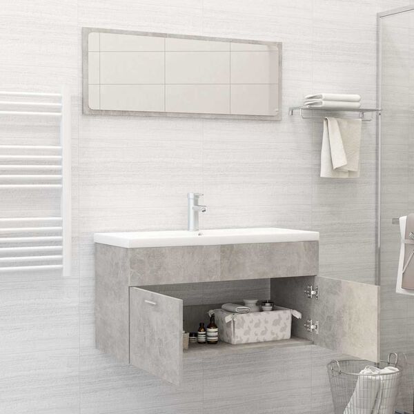 vidaXL Bathroom Furniture Set Concrete grey Engineered wood, acrylic