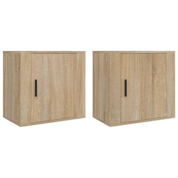 vidaXL Wall-mounted Bedside Cabinet Set of 2 Sonoma Oak Engineered wood