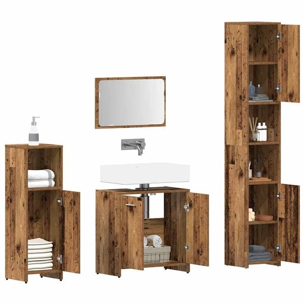 vidaXL Bathroom Furniture Set Old wood Engineered wood Large