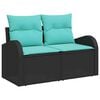 vidaXL Garden Sofa Set with Cushion 6 pcs Black Synthetic: Poly Rattan