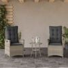 vidaXL Reclining Garden Chair Set of 2 Light grey PE rattan Regular