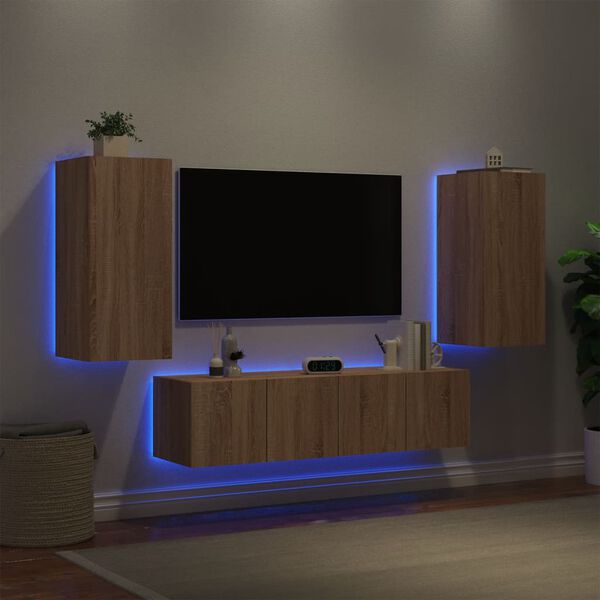 vidaXL TV Wall Unit Sonoma Oak Engineered Wood Large TV Wall Unit